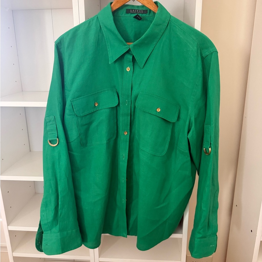 Ralph Lauren Vibrant Green Linen Shirt